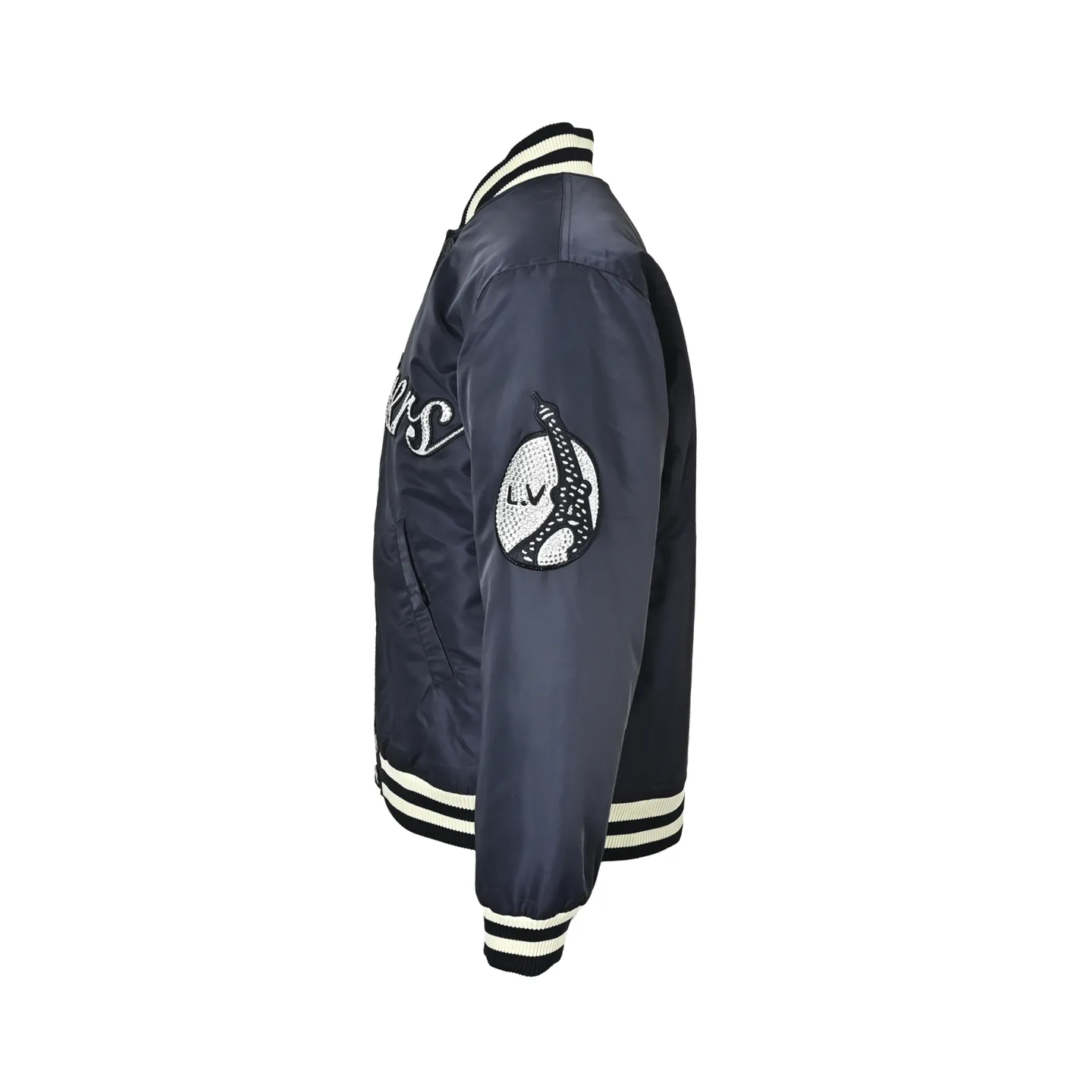 Louis Vuitton/Louis Vuitton rhinestone embroidered quilted baseball jersey